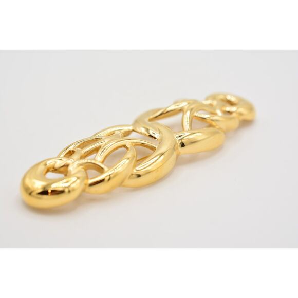 Givenchy Vintage Pin Brooch Weaved Bar Gold Large Chunky Runway Signed 80s Bin5A - Picture 8 of 12